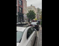 Girl long skirt hair flip street car