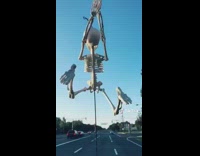Collab BitchMP - Skeleton toy on car antenna driving blowing in the air