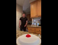 Collab ClipsIG - Guy slurps red jello on paper plate  