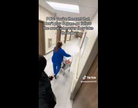 Woman follows nurse and nephew around hospital 