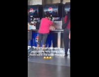 Collab VIBES - Woman fill bag with ice from soda machine