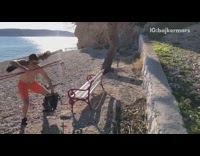 Collab SendItOfficiall - Shirtless guy skis without snow