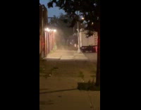 Strong wind and broken tree during storm