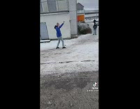 Compilation of people slipping on icey slippery path snow