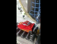 Lightning mcqueen cars suitcase going down airplane ramp 