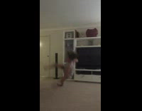 Kid Slips and Falls on Floor as she Kicks Upward