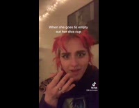 Girl short pink hair nose ring skit 