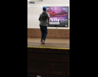 Collab Subway Creatures - Man listen to phone dance in subway