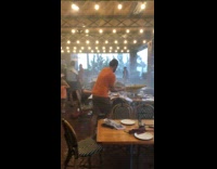 Collab VIBES - Strong wind hits people dining outside restaurant