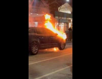 Collab WINY - Hood of black car burning street night