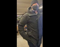 Collab Subway Creatures - Guy waiting for subway exercises resistance band 