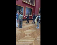 Collab IITW - Woman poses by painting in museum 