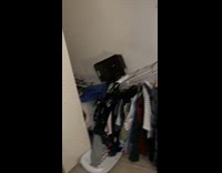 Woman jokes about fallen rack in closet 