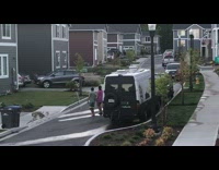 Three people tiktok dance street black white van