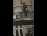 Black pants guy backflip green trampoline fail 