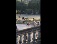 Collab IITW - Woman pink shirt lay ground weird yoga