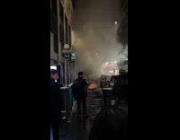 Sidewalk sewer on fire explodes with sparks Part 2