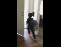 Collab Sarcastic - Sister does the fake poop prank on her little brother, runs out of the house and wipes hand on wall