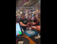 Bartender making drink and screams 