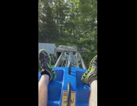 Collab DailyDoseOfInternet - Guy rides blue roller coaster sled trees