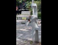 Brown pigeon drink from park drinking fountain