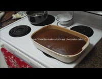 Baked Chocolate cake on the stove breaks