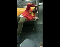 Espana Red Jacket Guy Sleeps on Subway Car