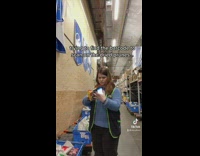 Girl trying to find barcode prunussy