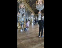 girl pink suit room chandeliers