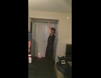 Guy makes beer pong shot in can