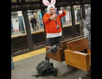 Pt. 1 New York subway Rabbit man records himself singing about rollercoasters