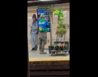 Collab winy - Man trimming tree on subway platform 