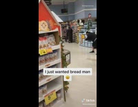 Guy want bread see woman dance grocery