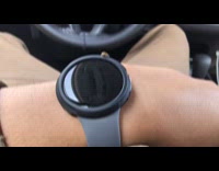 Yellow ladybug spins around watch of filmer