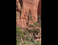 Guy jump rope red rock cliff 