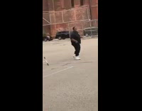 Short guy rides scooter falls butt crack 