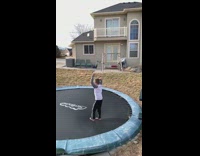 Boy attempts flip on trampoline scorpion fail 