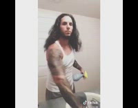 Collab BitchIG2 - Guy bathroom wipe challenge short hair cut 