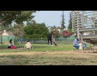 Guy black sleeves use vacuum cleaner park