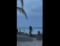 Three women in bikini outfit tiktok dance on the beach