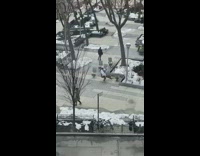 Guy sits and spins around on chair 