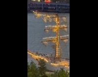 Mexican tall ship after it crashes bridge