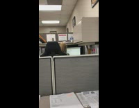 Cubicle woman hangs up phone angry 15 minutes