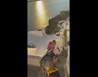 Collab IITW - Couple pink dress stairs kiss pictorial Sunset