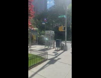 Shirtless guy climbs and poses on payphone station 