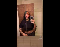 Girl bathroom ayo gibberish in mirror 