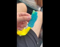Guy found large sour patch from bag