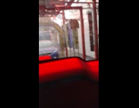 Car goes inside the car wash machine