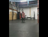 Collab extremeIG - Guy red shirt at gym whips jump rope fast 