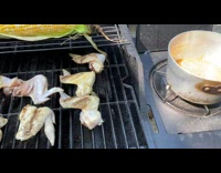 Wings cooked with sauce in the grill